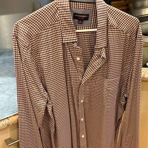 Johnston & Murphy Men's Orange/black Plaid Shirt